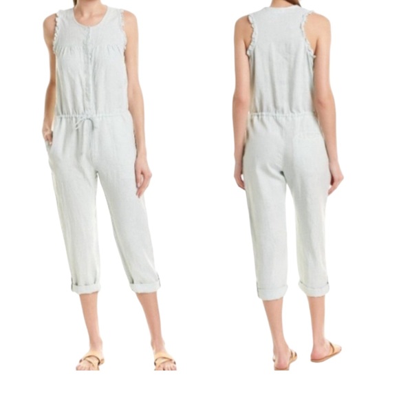 One the road romper 💯% linen light mint green in color SIZE L , NWOT . - Picture 2 of 3